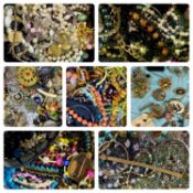 ASSORTED ANTIQUE, VINTAGE & MODERN COSTUME JEWELLERY, contained within five boxes Provenance: