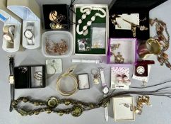 ASSORTMENT OF COSTUME JEWELLERY & LADIES' WRISTWATCHES Provenance: deceased estate Ynys Môn