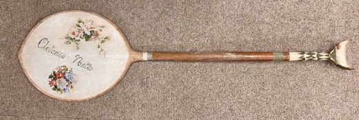VINTAGE DECORATIVE ITALIAN PIZZA/BREAD PADDLE, painted with flowers and lettering 'Antonio Netto