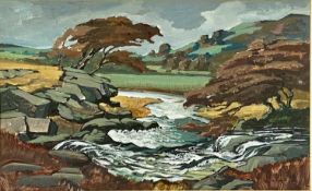 ‡ ROY BURROWS (British 1922 - 2010) mixed media, signed label verso 'Afon Cwm Nantcol', artist's