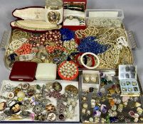 ASSORTED COSTUME JEWELLERY including necklaces, earrings, brooches, bangles etc. Provenance: private