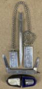 GROUP OF SMALL SILVER COLLECTABLES including Elizabeth II penknife with engine turned decoration,