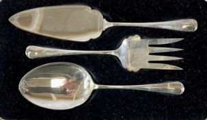 GEORGE VI SILVER THREE PIECE CAKE SERVING SET, A. L. Allens, Sheffield 1938, 9.5ozt, in case