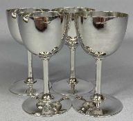 FOUR CONTINENTAL SILVER GOBLETS of plain design, marked 925, 10cms (h), approx. 12ozt total