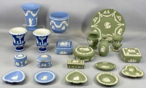 ASSORTMENT OF WEDGWOOD BASALT ORNAMENTS including pair of jardinières, 13cms (h), various pin trays,