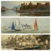 VARIOUS ARTISTS works on paper - including J. S. WRIGHT watercolour - pastel Conwy Castle and bridge