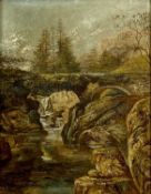 ‡ JOHN LLOYD BOND (19th Century British) oil on panel (possibly slate) - inscribed verso 'The Bridge