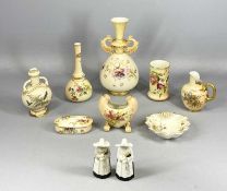 ASSORTED ROYAL WORCESTER CERAMICS including 'blush ivory' two handled vase painted with floral