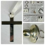 SILVER COLLECTABLES including Carrs of Sheffield child's dummy, mixed jewellery, hallmarked