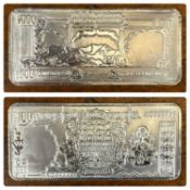 A SILVER BULLION BAR marked 'AG999 fine silver', B T Silver Company issue, 9 x 4cms, 50gms