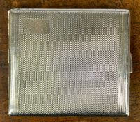 GEORGE VI RECTANGULAR SILVER CIGARETTE CASE with engine turned decoration, vacant cartouche,