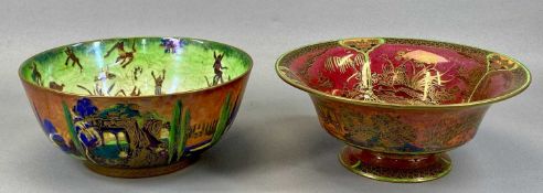 WEDGWOOD FAIRY LUSTRE BOWL, 'Woodland Elves' pattern, numbered 8560 on base, 23.5cms (diam.) and