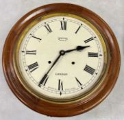 SMITHS ENFIELD LONDON DIAL CLOCK, circular mahogany case, white enamel dial with black Roman