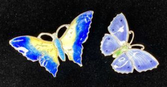 TWO ENAMELLED SILVER BUTTERFLY BROOCHES Provenance: private collection Denbighshire