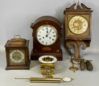 ASSORTED CLOCKS comprising a Hermle gilt metal wall clock having skeleton movement, white enamel