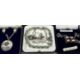 SILVER JEWELLERY including emerald and cubic zirconium tennis bracelet, Celtic design blue stone - Image 1 of 3