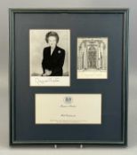 MARGARET THATCHER MOUNTED SIGNATURE PIECE, black and white half-length portrait, signed in pen,
