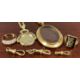 9CT ROSE GOLD MOURNING RING, size O, 9ct gold dress ring, three 9ct gold swivel clips, 10.2gms - Image 1 of 10