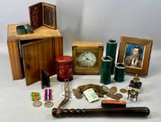 ASSORTED COLLECTABLES including daguerreotype in leather case, vintage truncheon with leather