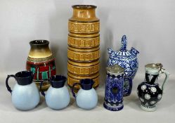 ASSORTED EUROPEAN CERAMICS including a West German mid-century floor vase, 52cms (h), another West