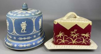 BLUE BASALT CIRCULAR CHEESE DISH & COVER, late 19th century, 27cms (h), and Victorian