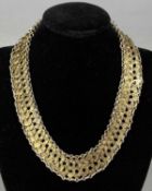 WHITE METAL COLLAR NECKLACE, Persian style with interlocking and articulated links, unmarked, with