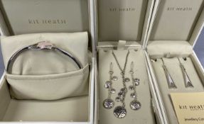 KIT HEATH STERLING SILVER JEWELLERY comprising necklace and matching earrings, bangle and pair of