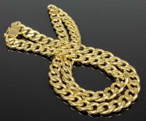 HEAVY GOLD FLAT LINK CURB NECKLACE, stamped 18 and .750, 59.5cms (l), 72gms Provenance: private