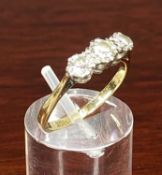 18CT GOLD & PLATINUM THREE STONE DIAMOND RING, size O, 3gms Provenance: private collection Gwynedd