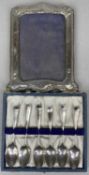 CASED SET OF SIX GEORGE III SILVER TEASPOONS, hallmarks rubbed, 121gms gross, along with a silver
