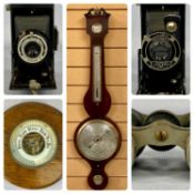 19TH CENTURY MAHOGANY BANJO BAROMETER, E. Bevan, Birkenhead, with thermometer level and hygrometer