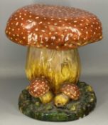 RARE ZSOLNAY PECS GLAZED EARTHENWARE GARDEN SEAT, modelled as a toadstool, 46cms (h) Provenance: