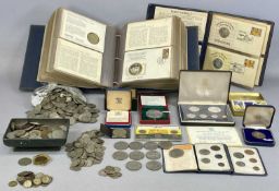 ASSORTED PRE-DECIMAL BRITISH COINS & ASSOCIATED ITEMS including Medallic First Day Covers, cased