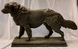 TO SCALE SPELTER FIGURE OF RETRIEVER, on rectangular plinth, 63 (h) x 110cms (l) Provenance: private