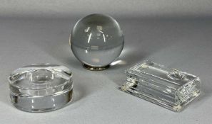 BACCARAT GLASSWARE comprising rectangular book from paperweight, top with convex indent, 4 (h) x