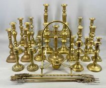 GROUP OF BRASSWARE including candlesticks, rectangular brass trivet, toasting forks etc. Provenance: