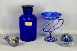 ASSORTED GLASSWARE to include Cobalt blue apothecary jar with lid, 37cms (h), contemporary blue
