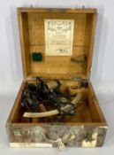 HEATH & CO. HEZZANITH SEXTANT in wooden box with brass handle, Kelvin & Hughes Ltd. label, no.