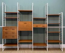 MID-CENTURY LADDERAX MODULAR SHELVING UNIT comprising, four 199cms (h) uprights, one 161cms (h)