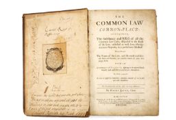 ANTIQUARIAN (LAW): Jacob (Giles) The Common Law Common-Plac'd: Containing, The Substance and