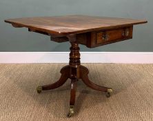 REGENCY MAHOGANY PEMBROKE TABLE, ebony banding, frieze drawer with dummy opposite, circular brass