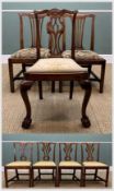 ASSORTED ANTIQUE DINING CHAIRS including, Chippendale Revival mahogany chair with patternd seat,