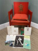 1969 PRINCE OF WALES INVESTITURE CHAIR, CUSHION & EPHEMERA, designed by Lord Snowdon and