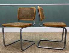 PAIR OF MID-CENTURY ITALIAN MARCEL BREUER INSPIRED 'CESCA' DINING CHAIRS, tubular metal frame,