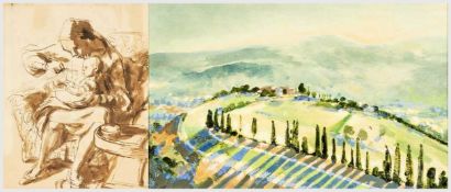 20TH C. BRITISH SCHOOL oil on panel - The Circle Only Has One Side (On The Road To Montepulciano),