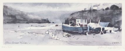 ‡ JOHN KNAPP-FISHER limited edition (241/500) colour print - harbour scene with fishing boats and