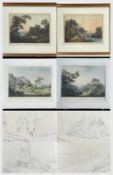 AFTER THOMAS WALMSLEY hand coloured aquatint engravings - 'A view of a bridge near The