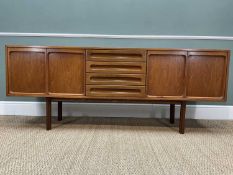 MEREDEW MID-CENTURY TEAK SIDEBOARD, fitted four central drawers between cupboards, one drawer