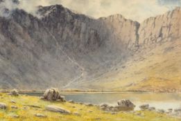 WARREN WILLIAMS (Welsh 1863-1918) watercolour - 'Devil's Kitchen and Llyn Idwal', signed, 35 x 51cms