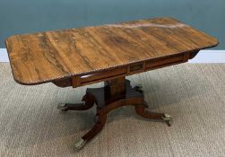 LATE REGENCY ROSEWOOD SOFA TABLE, finely figured top, reel moulding edge, two full depth cushion
